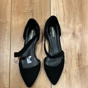 Express Black Flats with Asymmetrical Strap and d'Orsay Cut